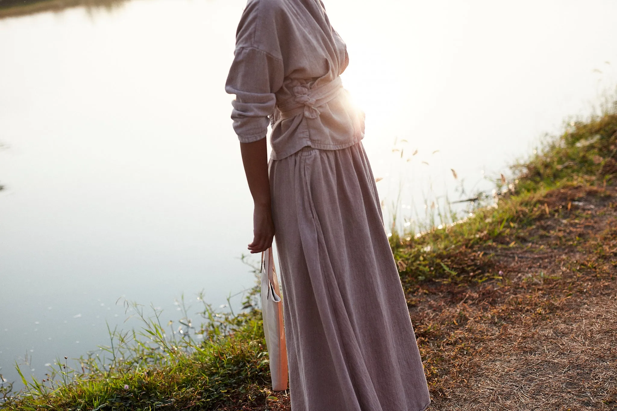 BUNGA  [flow] -  maxi skirt herringbone