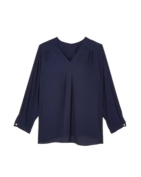 Cambria Pearl Detail Blouse | Navy