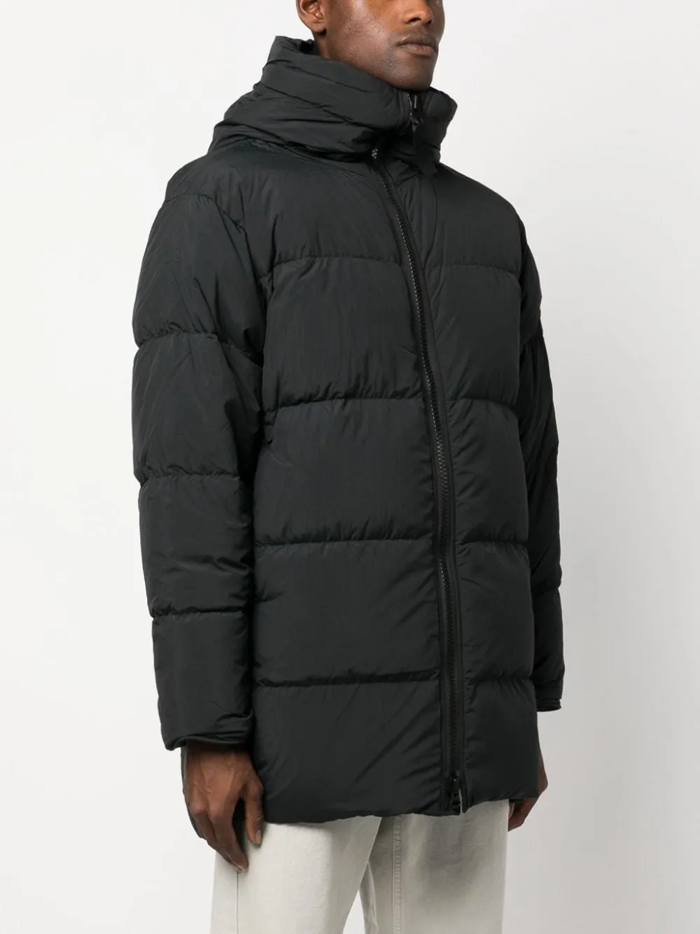 CANADA GOOSE Lawrence Mid-Thigh Length Down Jacket with Black Logo