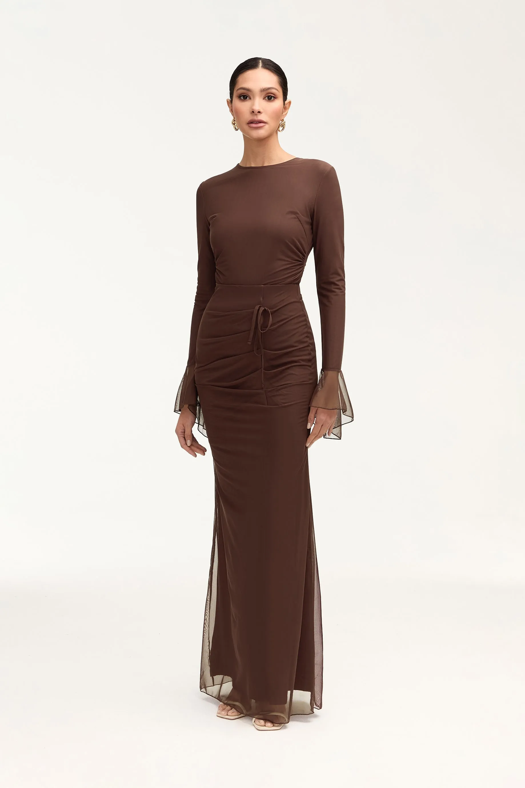 Capri Rouched Maxi Skirt - Espresso