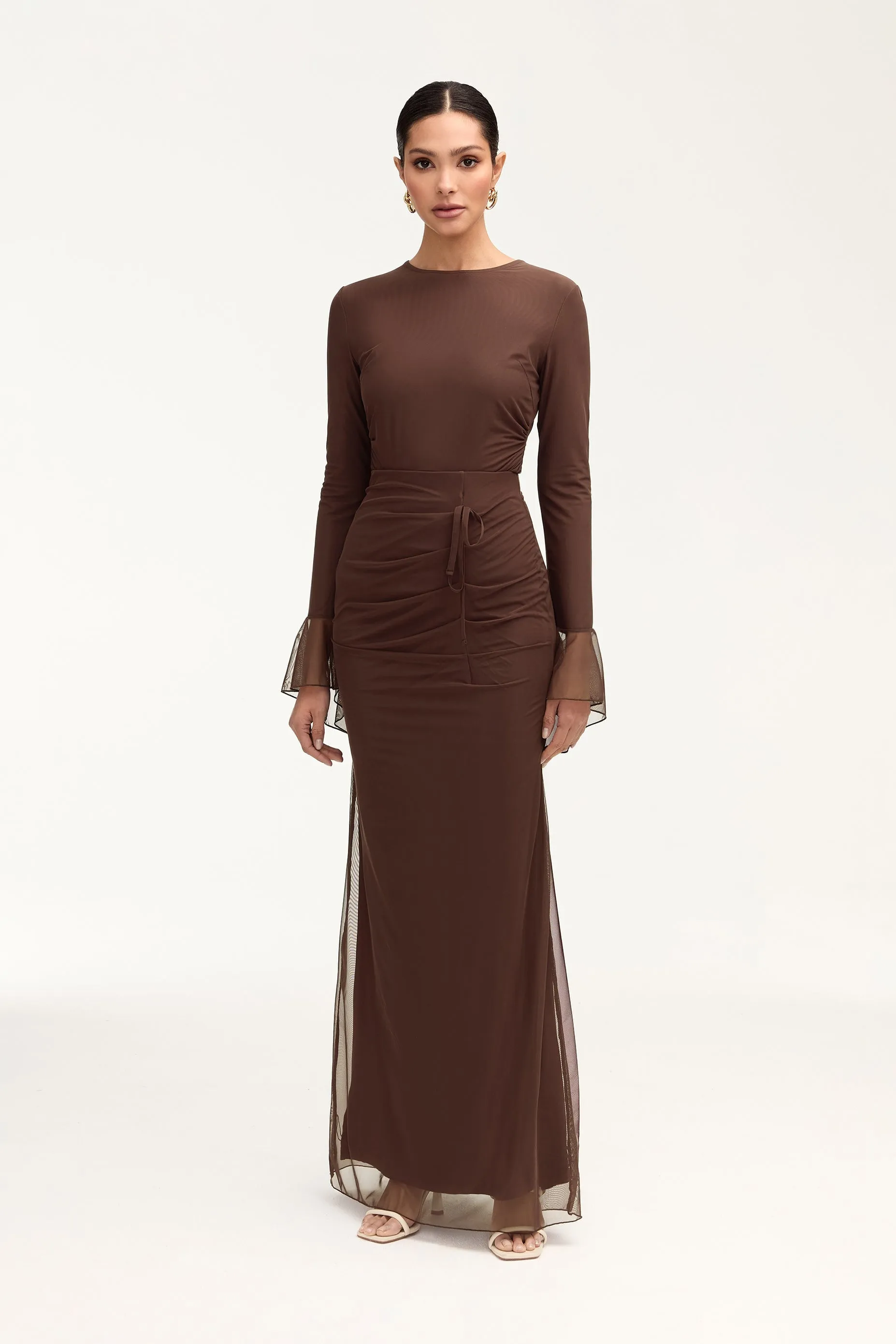 Capri Rouched Maxi Skirt - Espresso