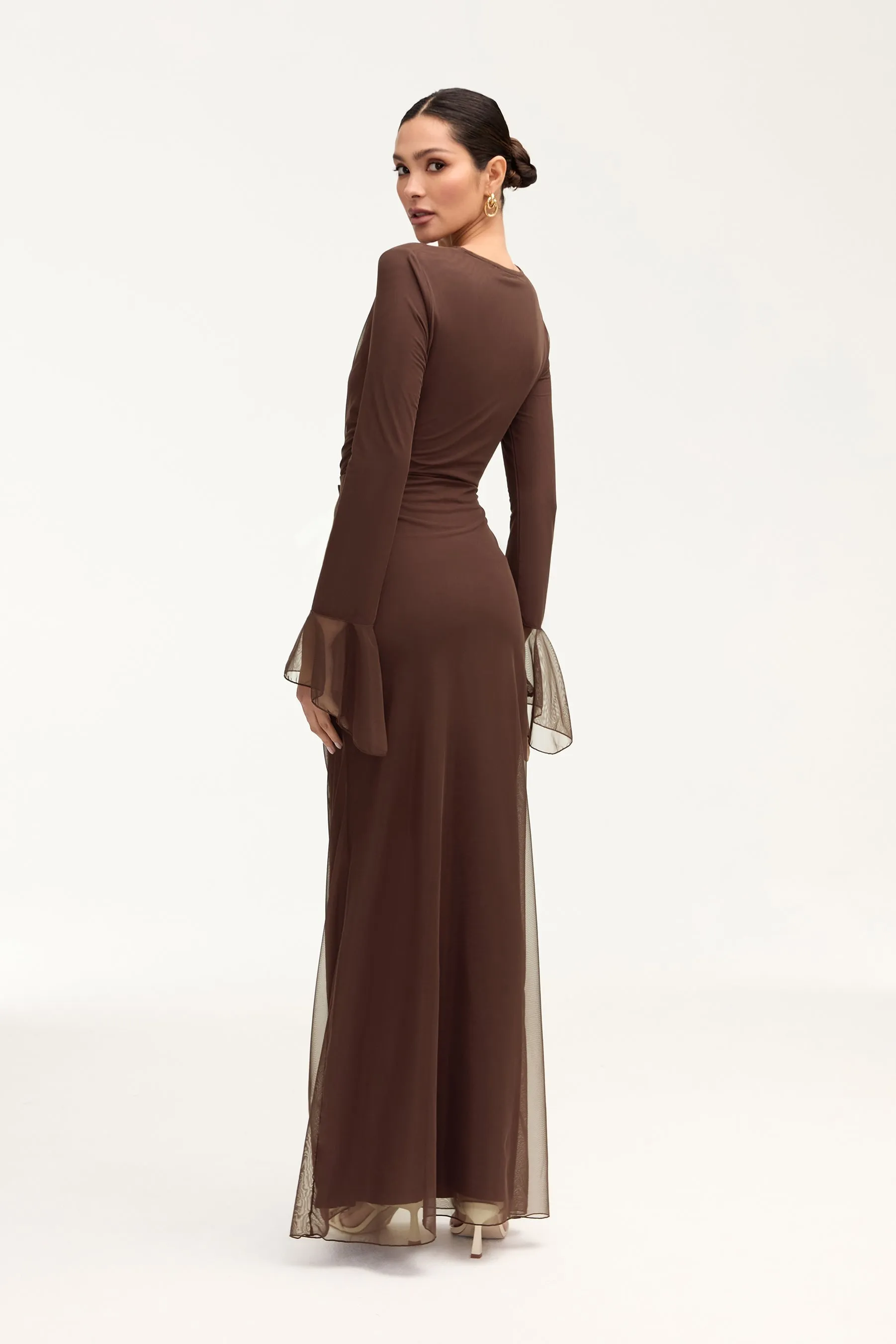 Capri Rouched Maxi Skirt - Espresso