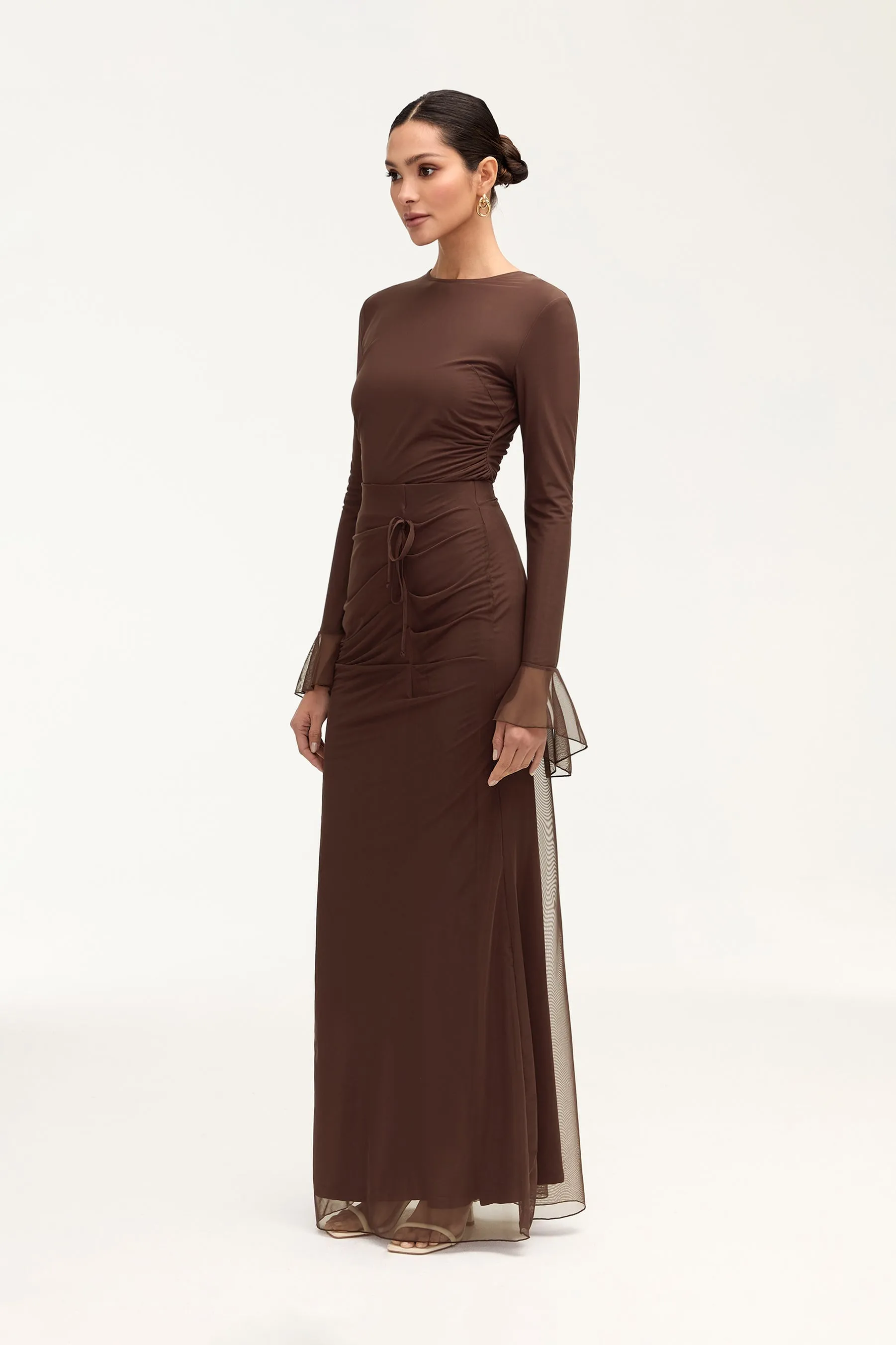 Capri Rouched Maxi Skirt - Espresso