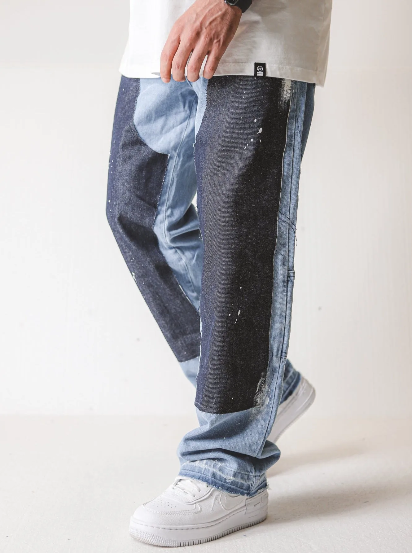 Carpenter Wide Fit Blue Painted Jeans