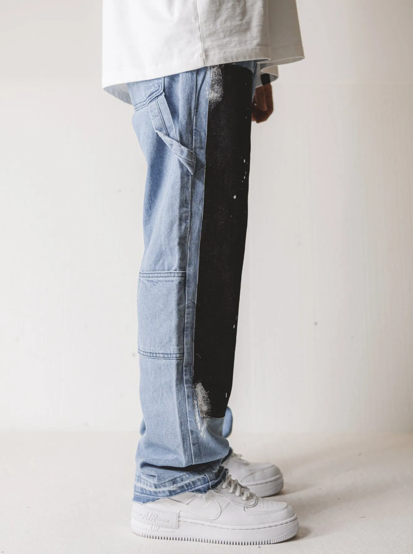 Carpenter Wide Fit Blue Painted Jeans