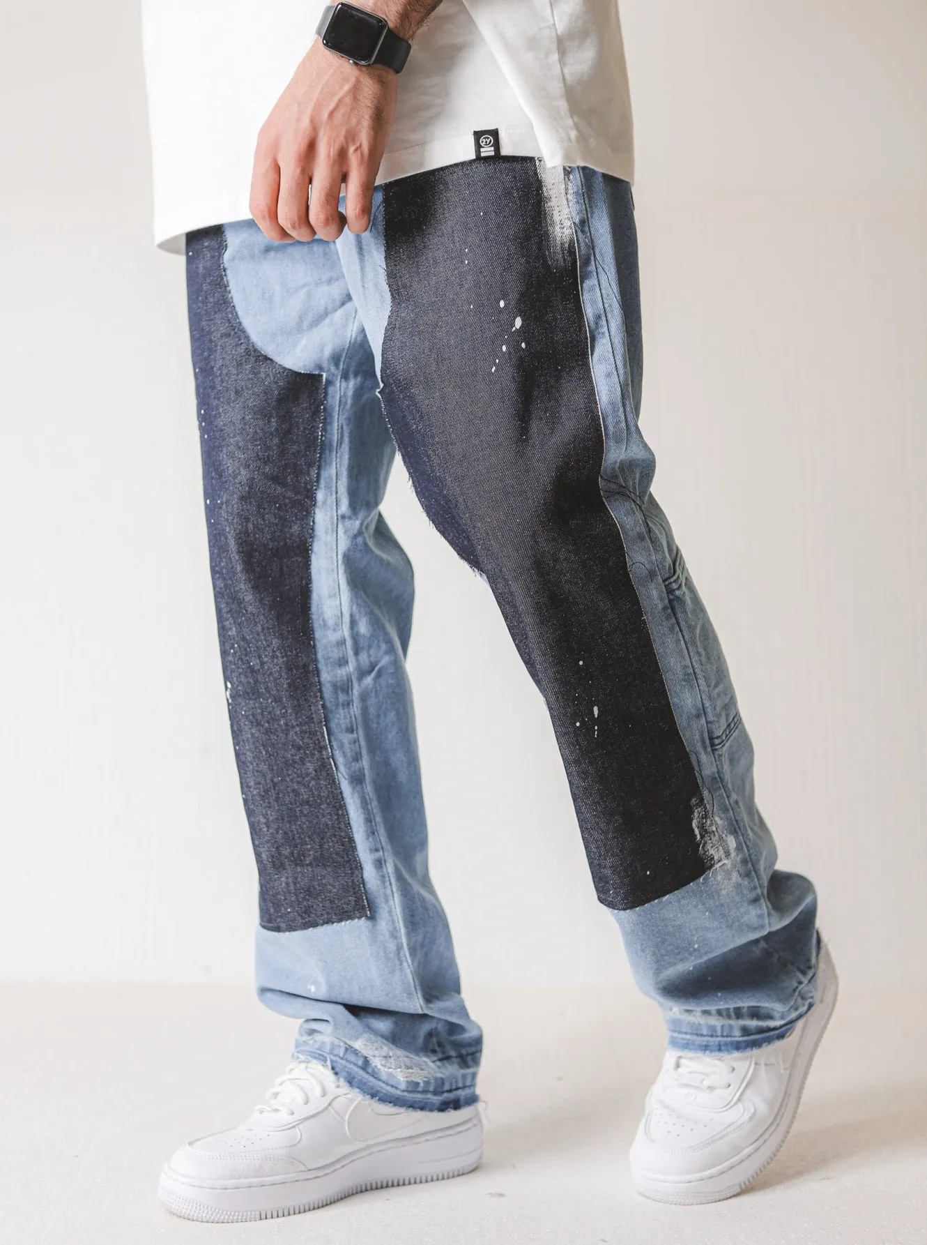 Carpenter Wide Fit Blue Painted Jeans