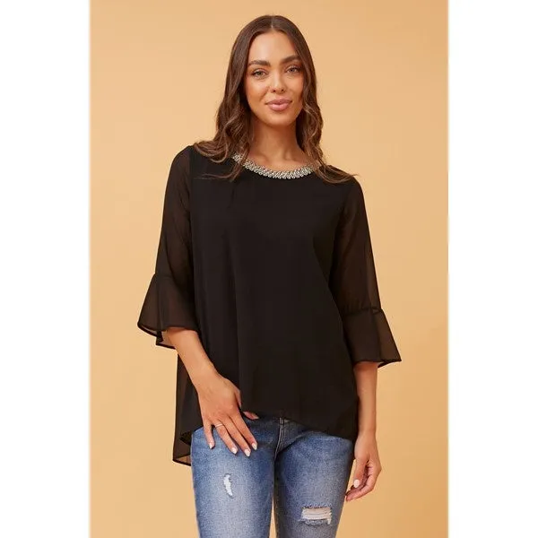 CHIKA BEADING NECK BLOUSE