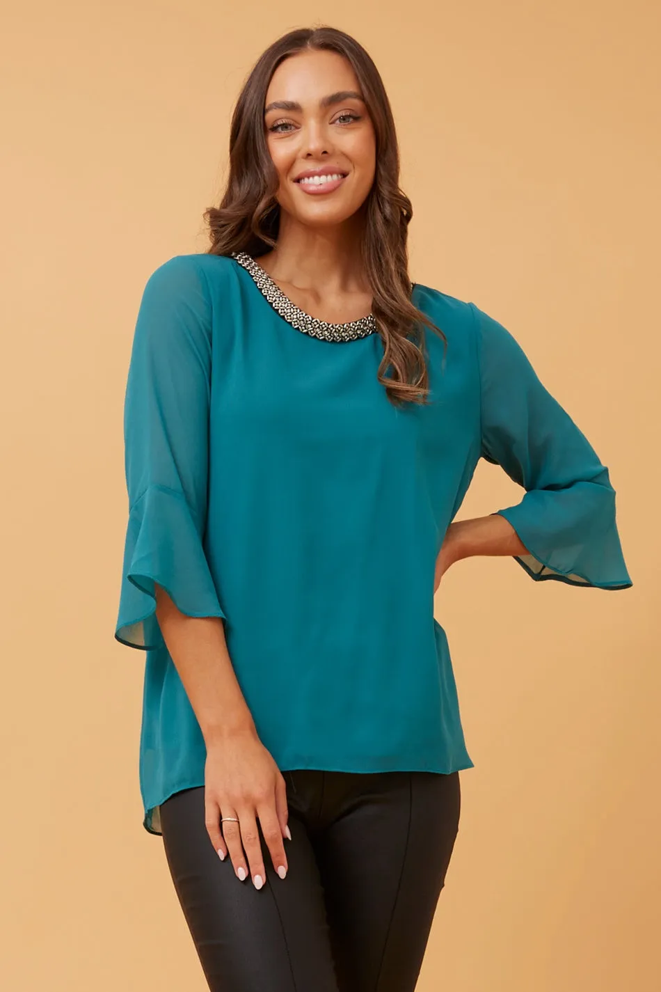 CHIKA BEADING NECK BLOUSE