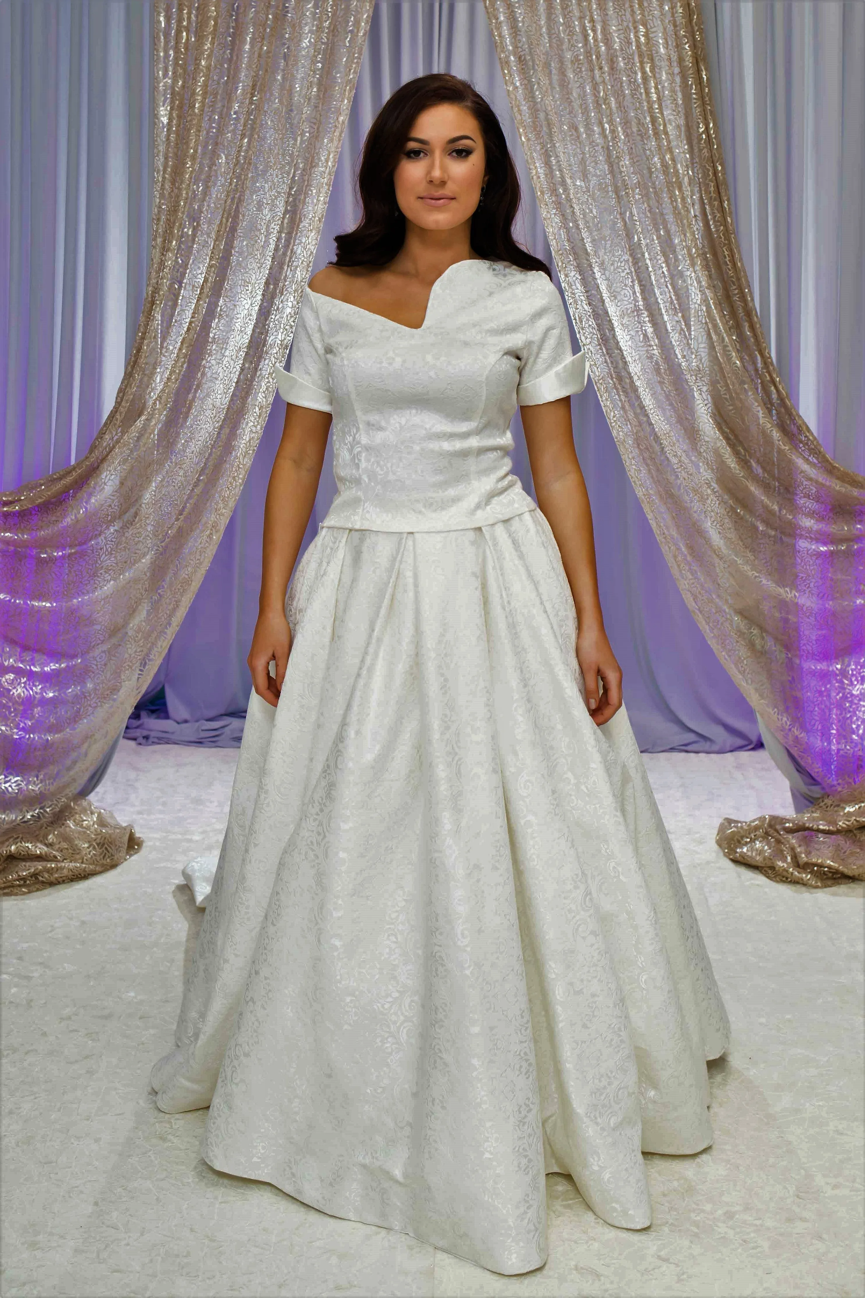 CICILIA Royal Jacquard A-Line Long Bridal Skirt