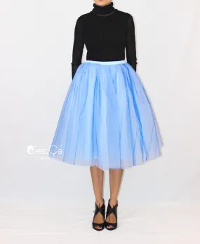 Clarisa Ombre Tulle Skirt - Serenity Blue, Tea Length