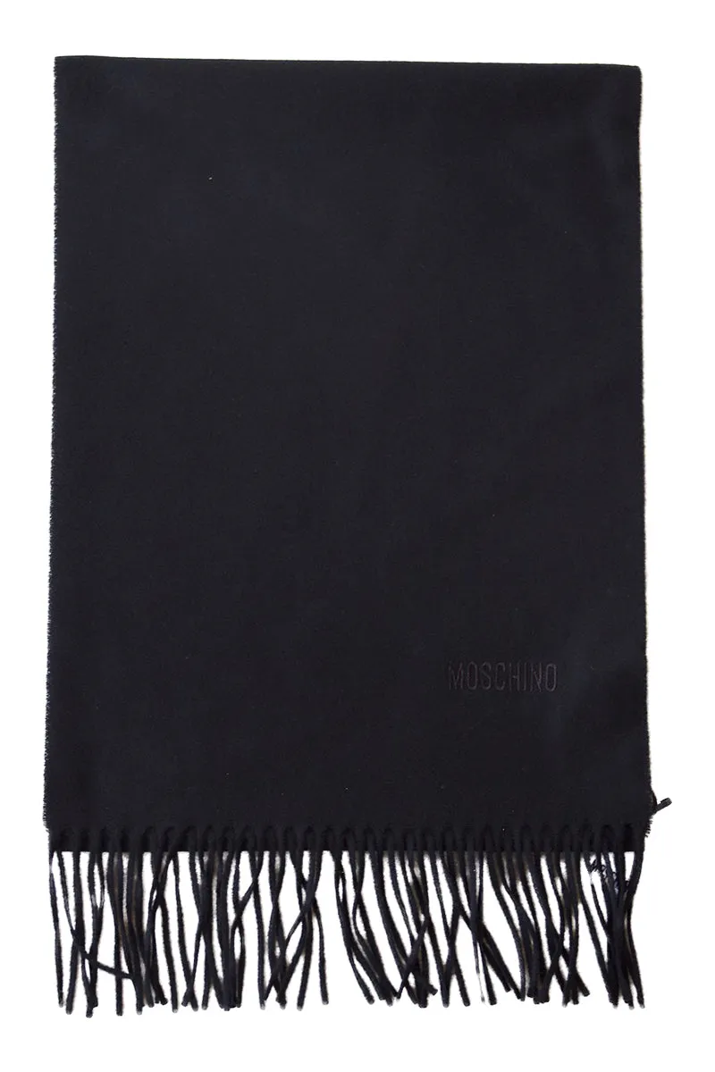 Classic black merino scarf from Moschino