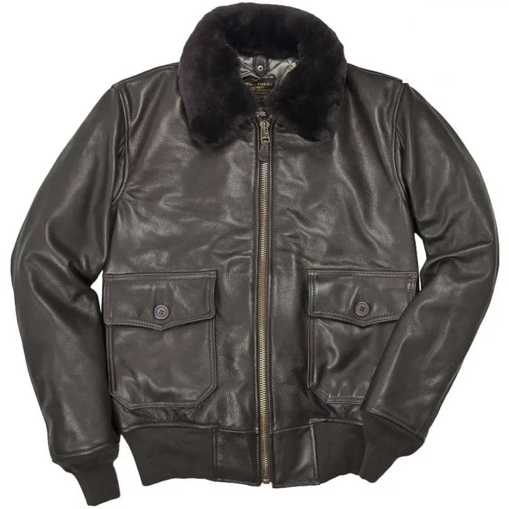 Cockpit USA Mens G-1 Calfskin Leather Flight Jacket