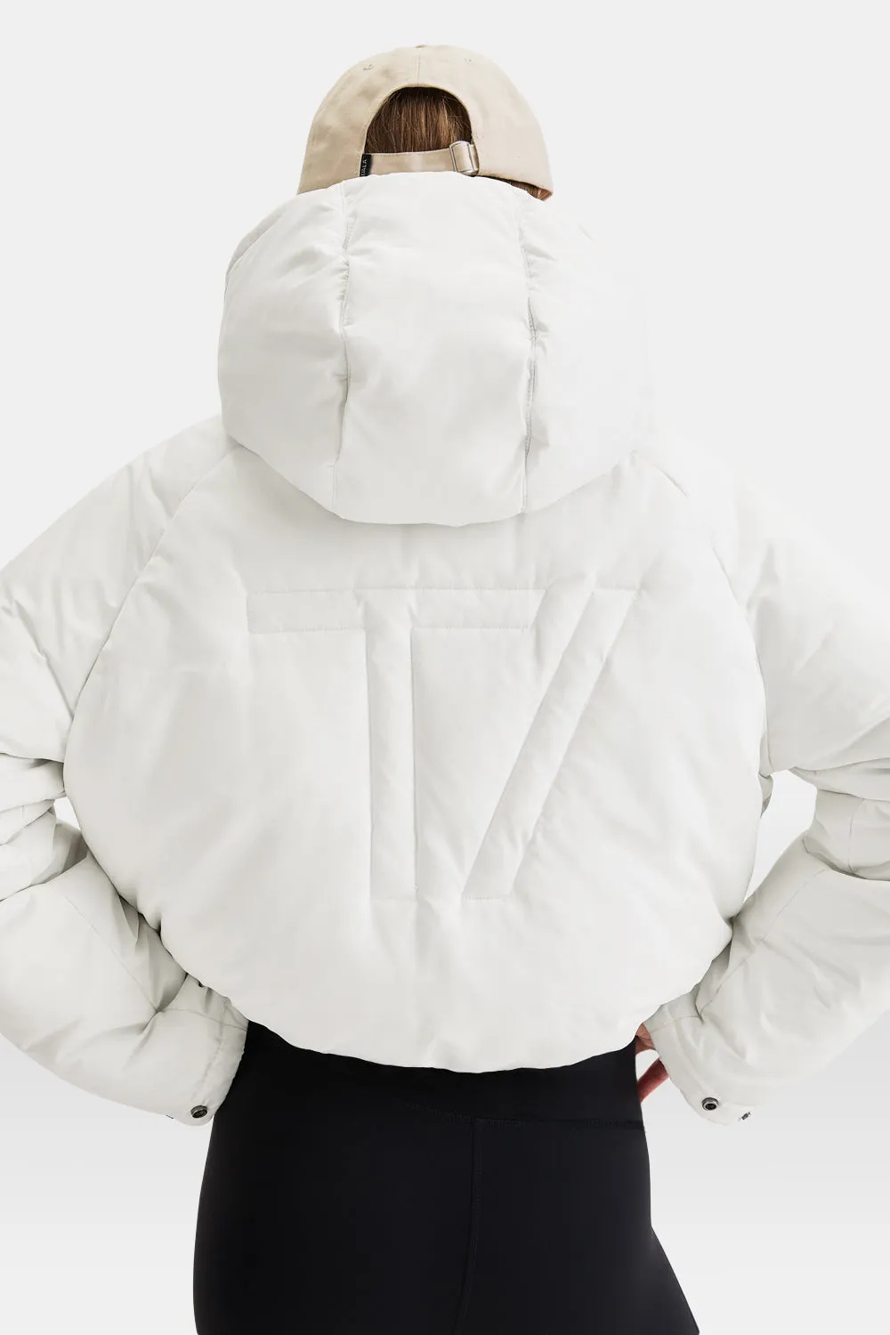 COCOON T LOGO REVERSIBLE PUFFER JACKET - COCONUT MILK