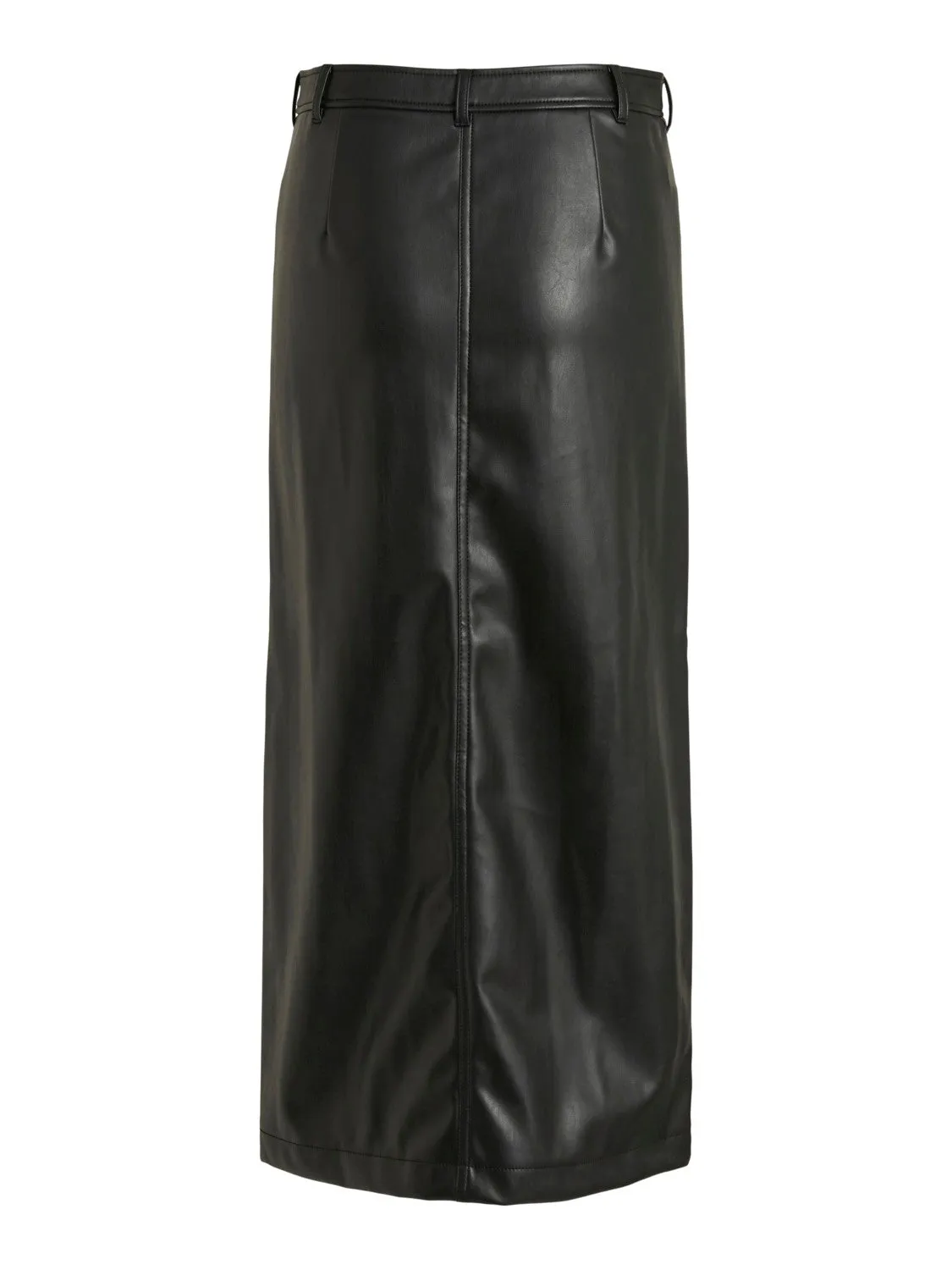 Colina High Waist Faux Leather Skirt (Black)