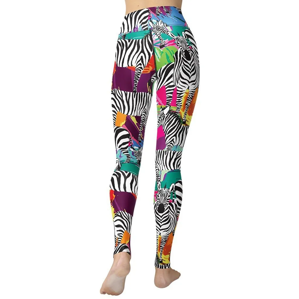 Colorful Zebra Yoga Leggings