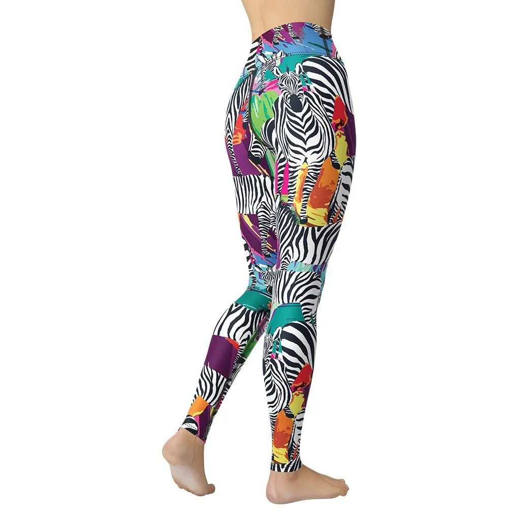 Colorful Zebra Yoga Leggings