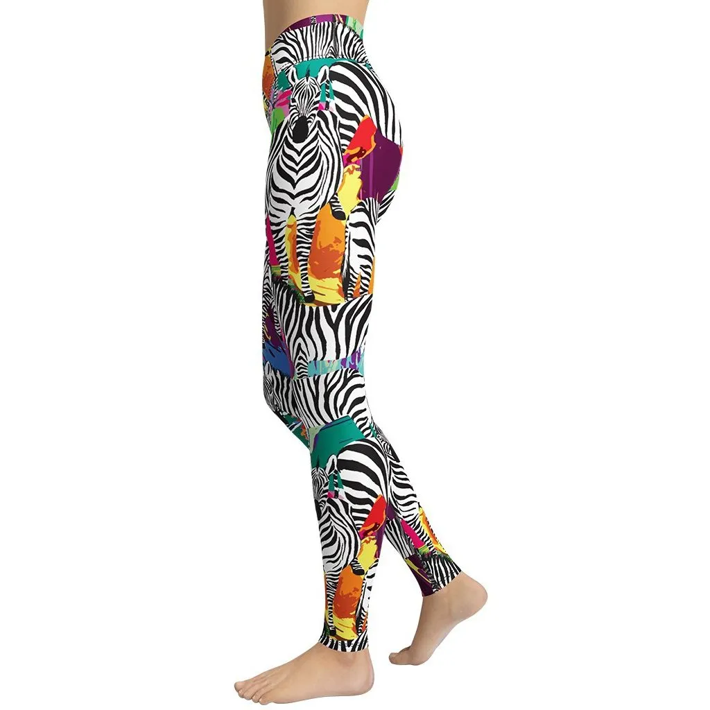 Colorful Zebra Yoga Leggings