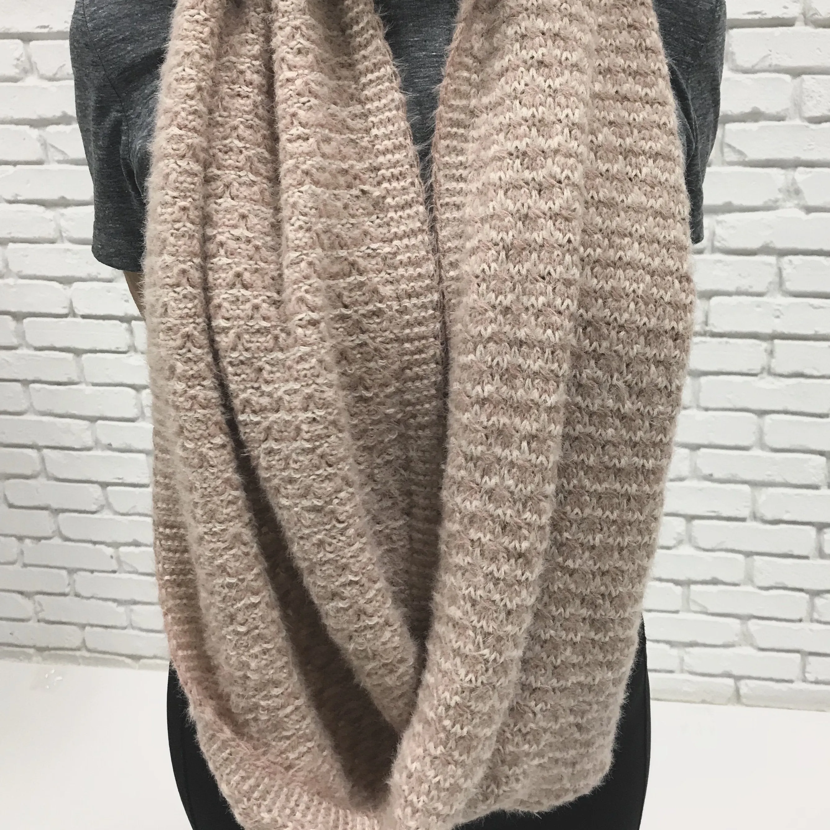 Come Around Pink Knit Infinity Scarf