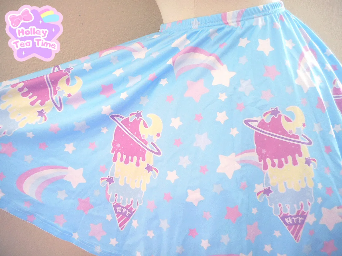 Cosmic Ice Cream Blue Skater Skirt [Made To Order]