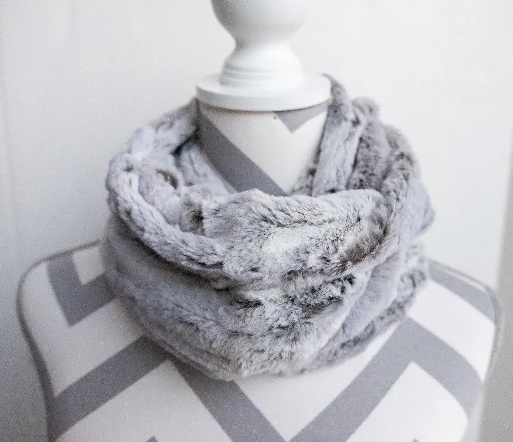 Cuddle Infinity Scarf / Cowl from Luxe Cuddle Forest Fox, Silver from Shannon Fabrics