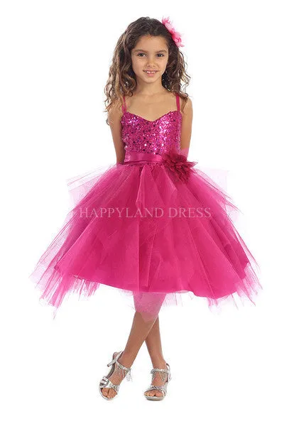 D3333 Sequin with Layered Tulle Dress (4 Diff. Colors)