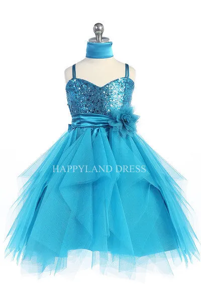 D3333 Sequin with Layered Tulle Dress (4 Diff. Colors)