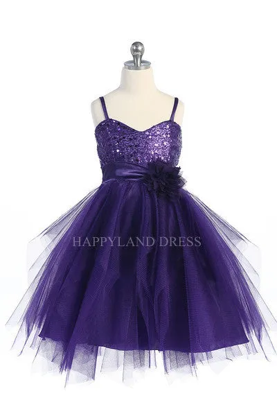 D3333 Sequin with Layered Tulle Dress (4 Diff. Colors)