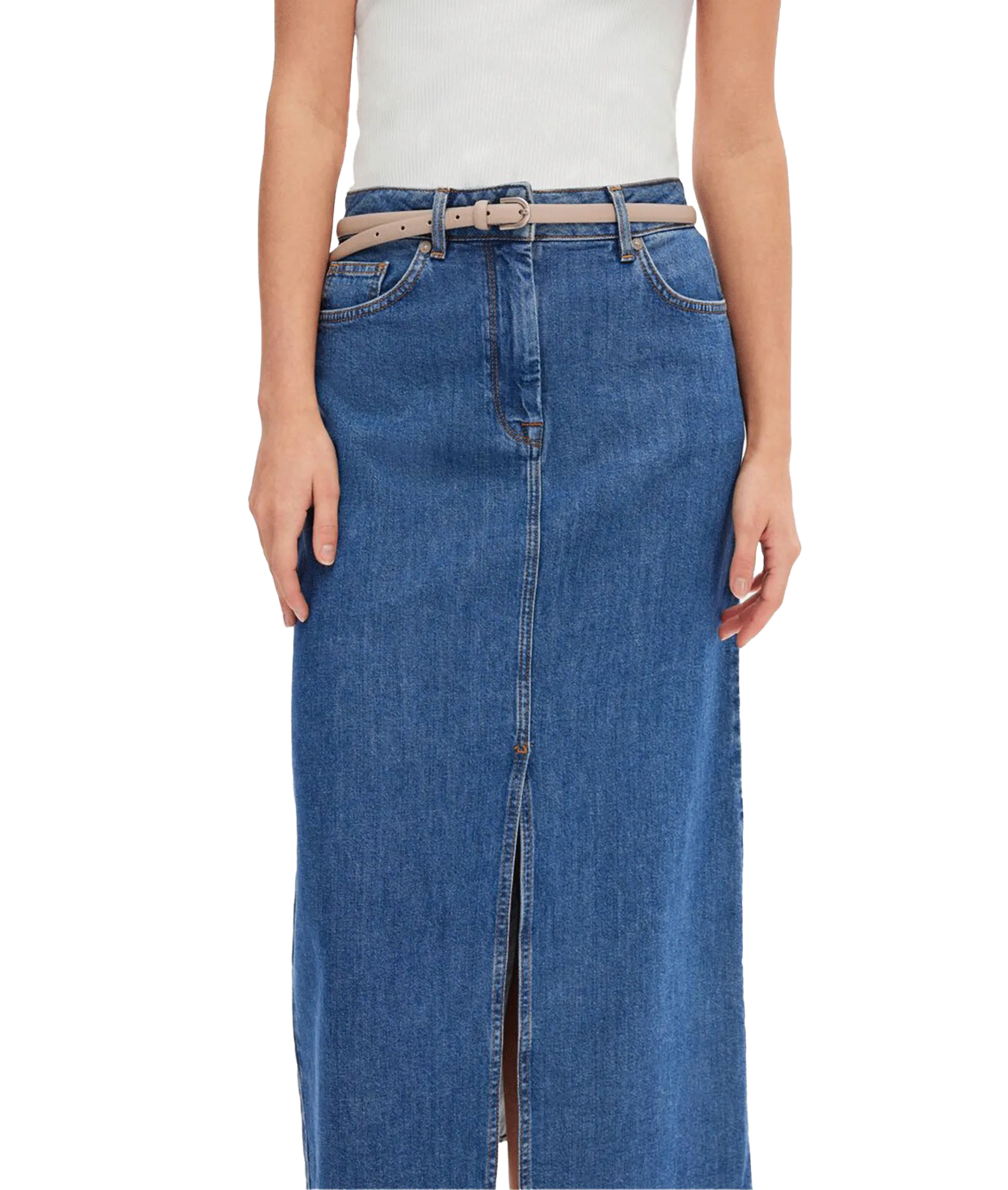 Denim Maxi Skirt - Blue