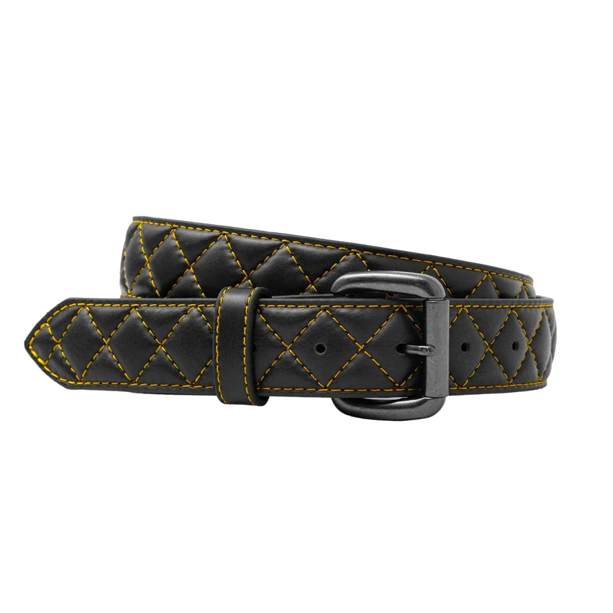 Diamond Quilted Leather Belt