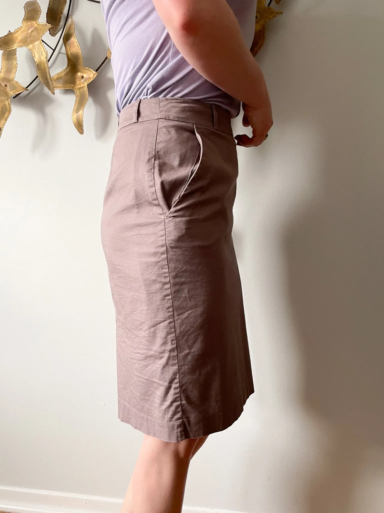 Dusty Grey Mauve High Waist Pencil Skirt - Size 6