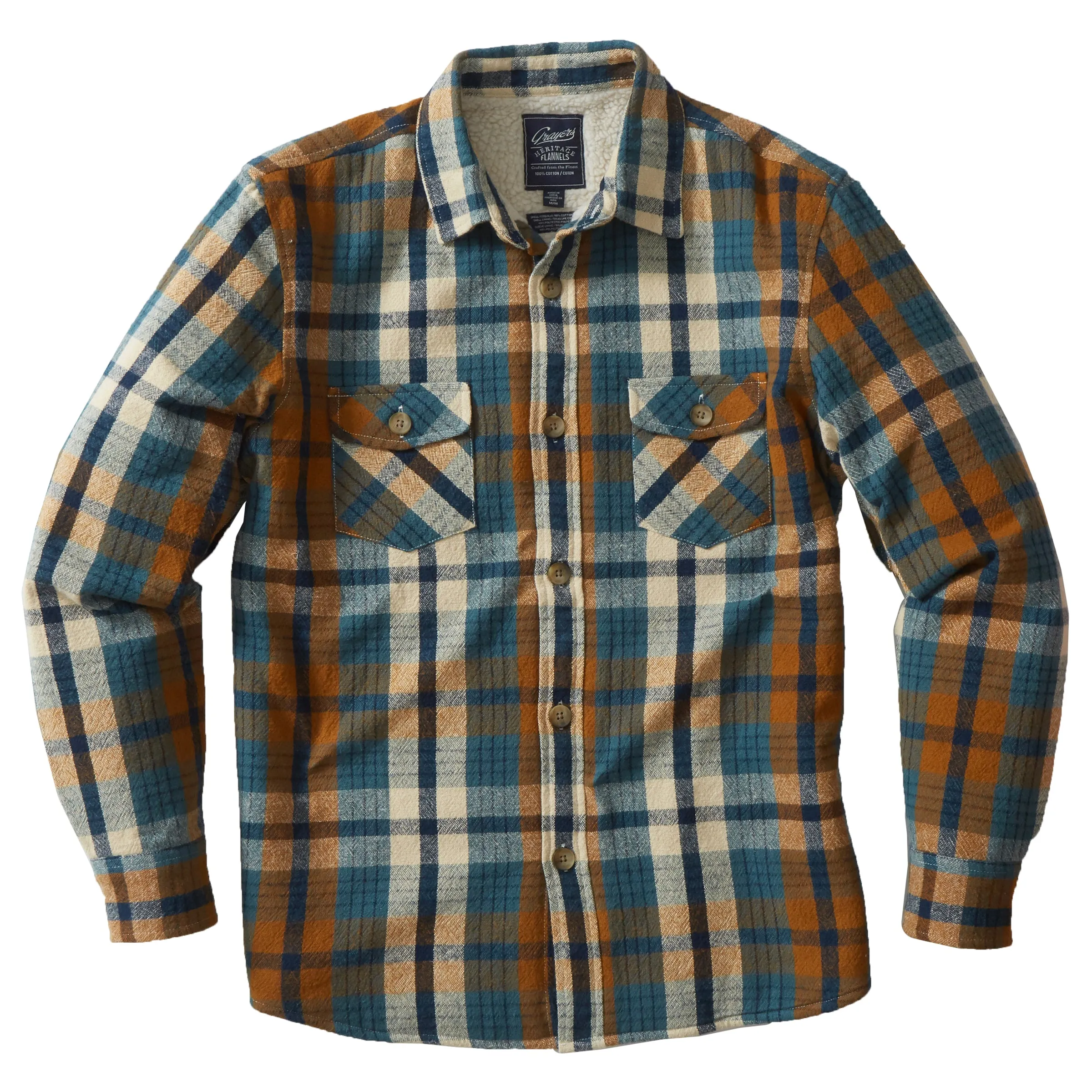 Edmund Sherpa Lined Shirt Jacket - Blue Biscuit