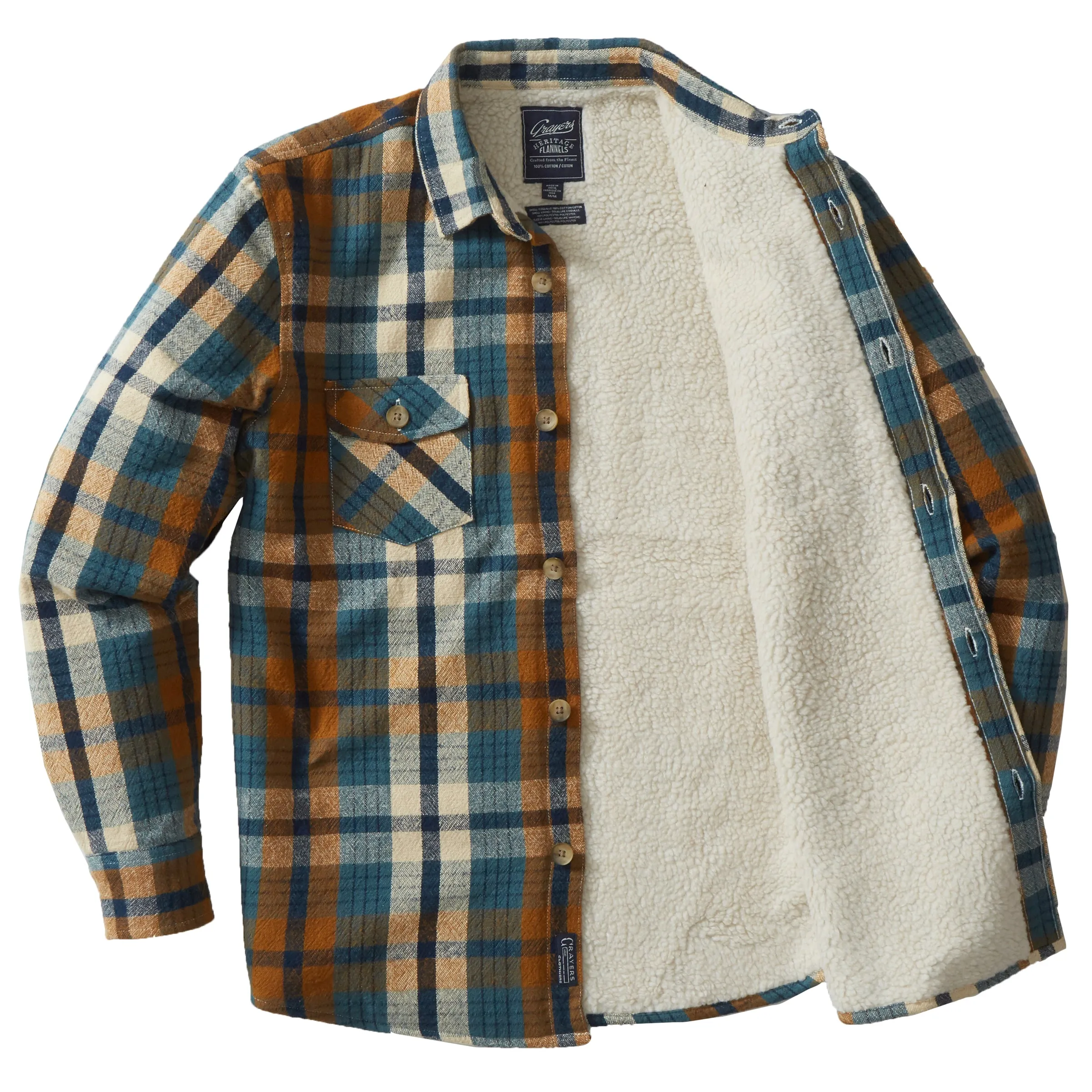 Edmund Sherpa Lined Shirt Jacket - Blue Biscuit