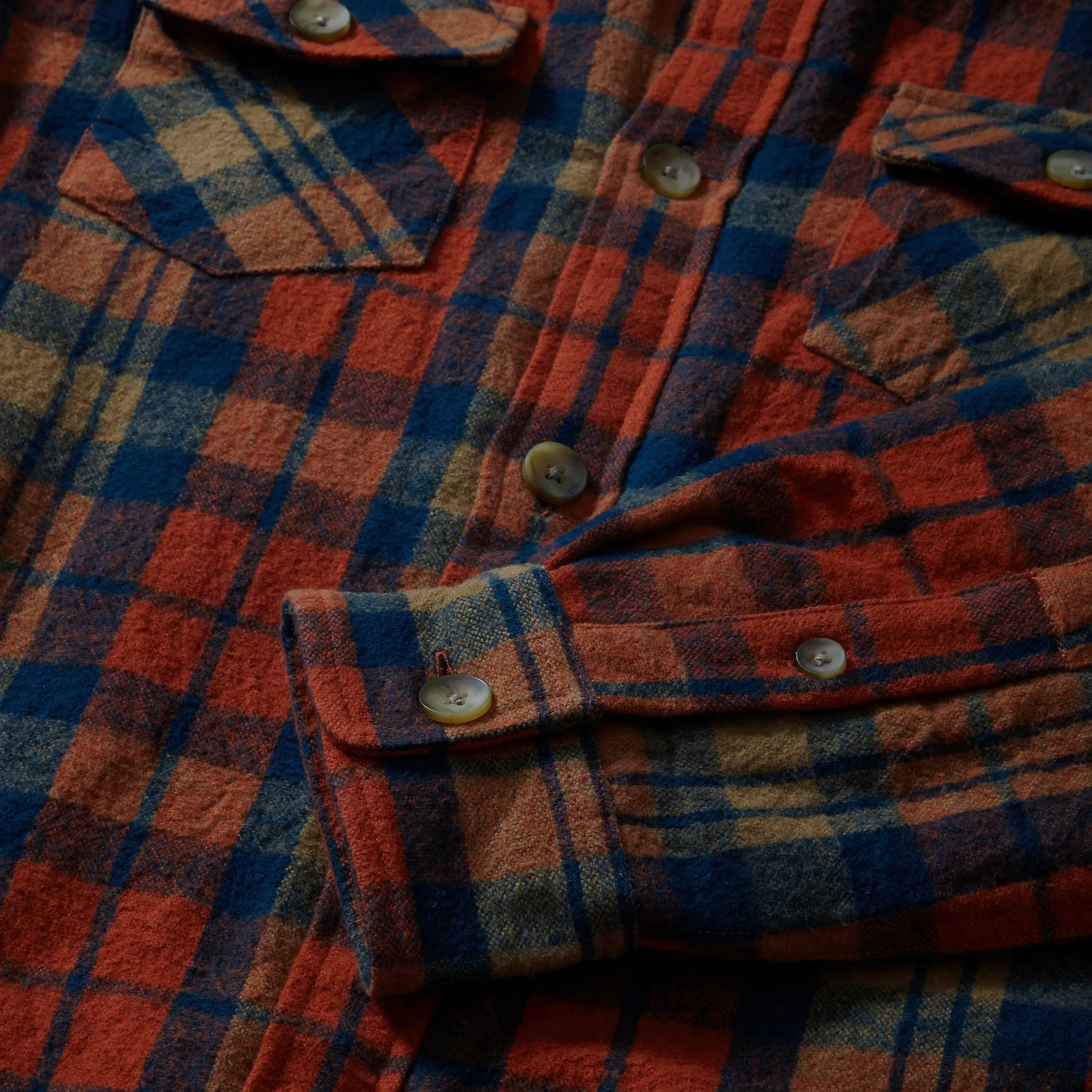 Edmund Sherpa Lined Shirt Jacket - Orange Rust Plaid