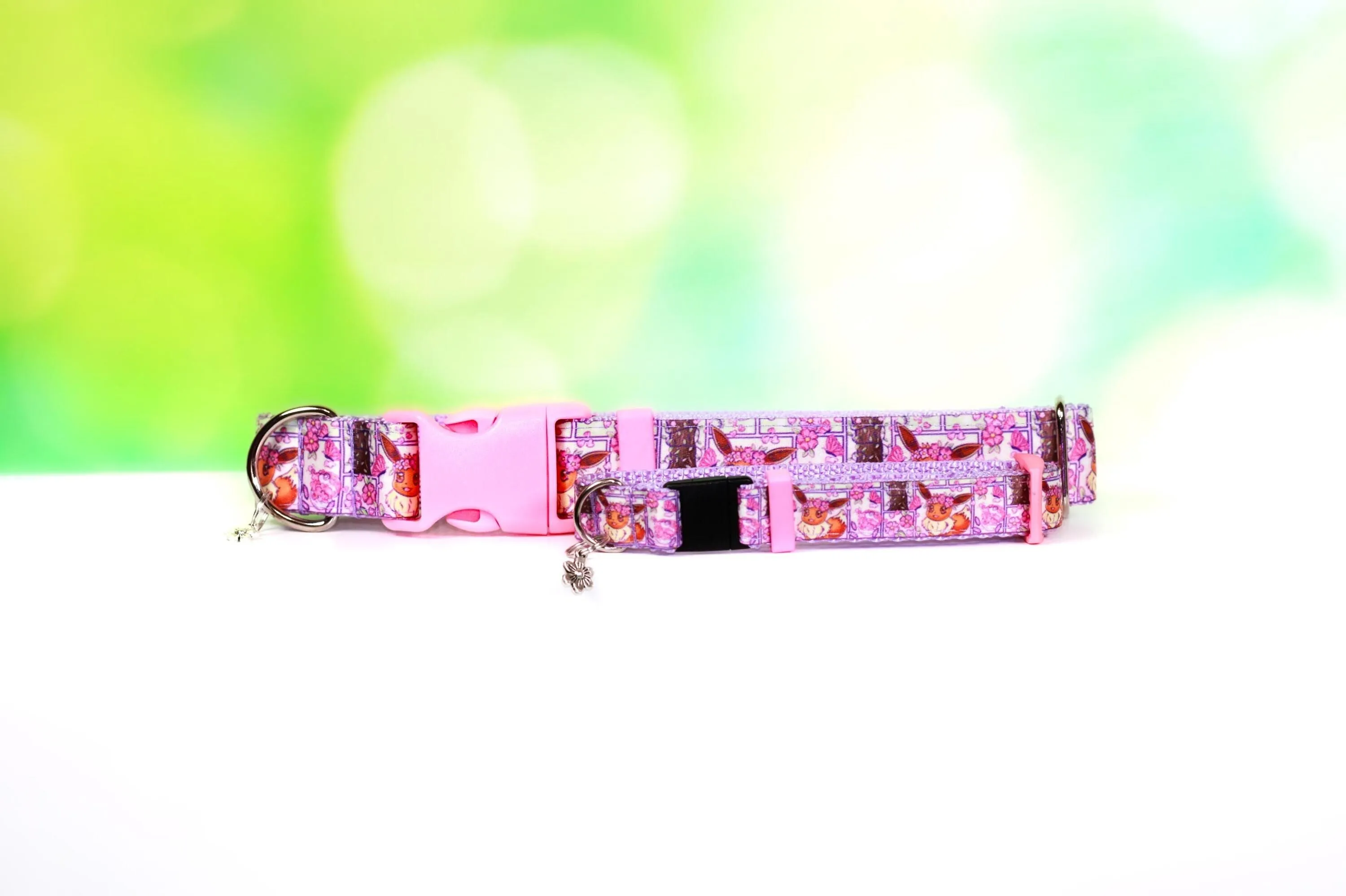 Eevee cherry blossom collar, Sakura Eevee dog collar, Anime collar, Cute Eevee Cat collar