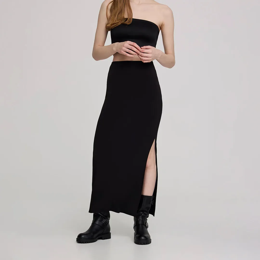 Elastic Waist Long Skirt