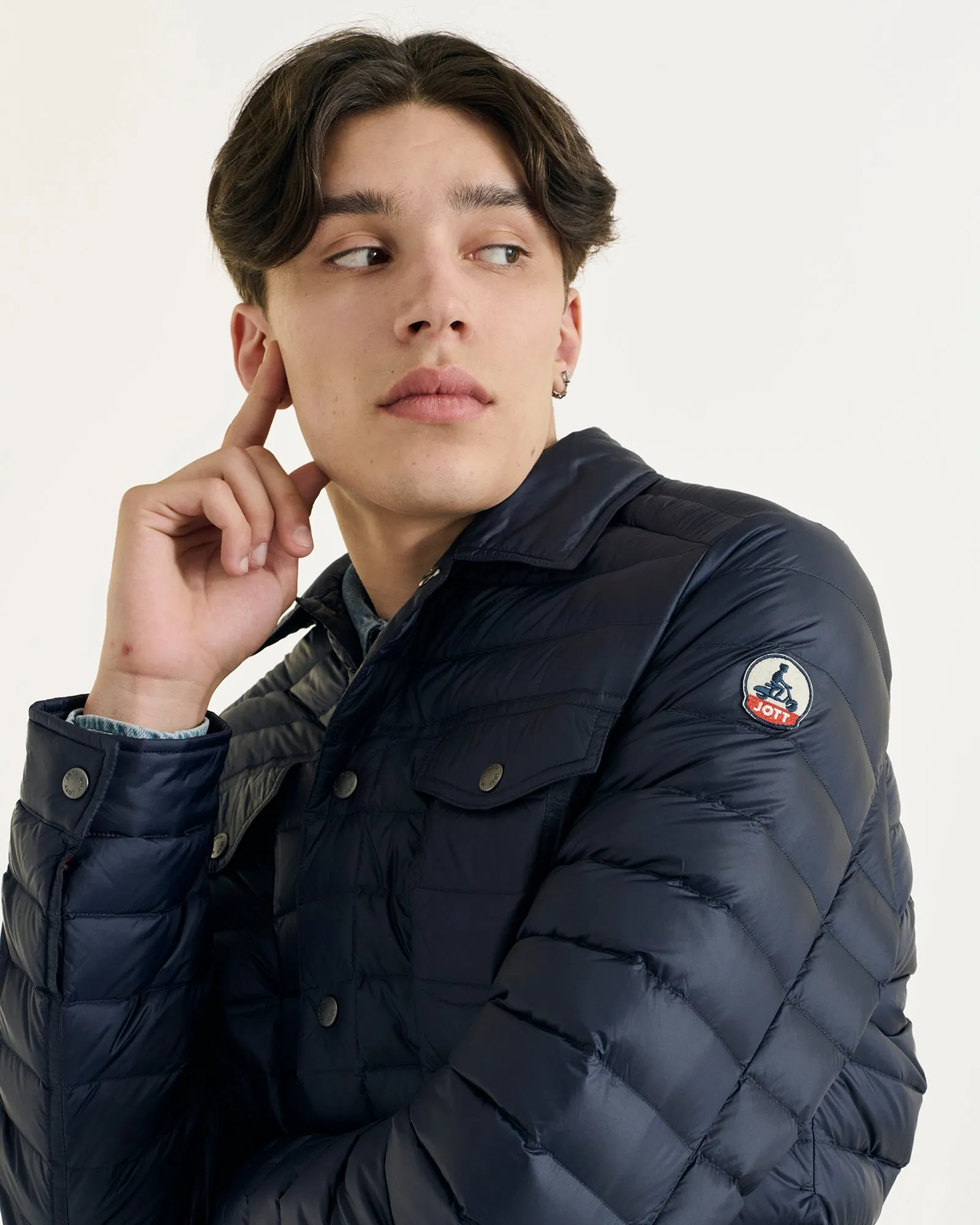 Elie denim-look down jacket Navy