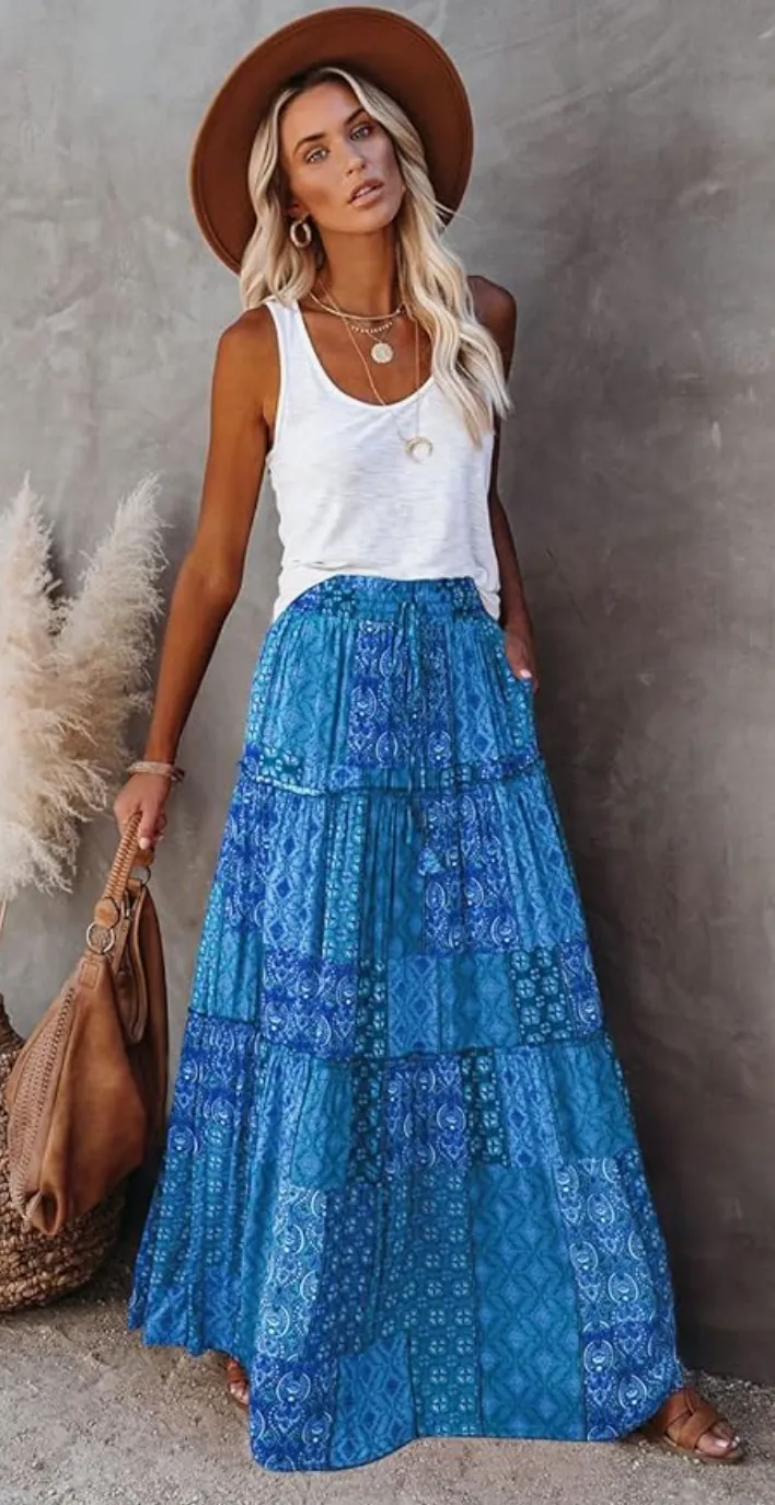 Enzie Tiered Skirt | Blue