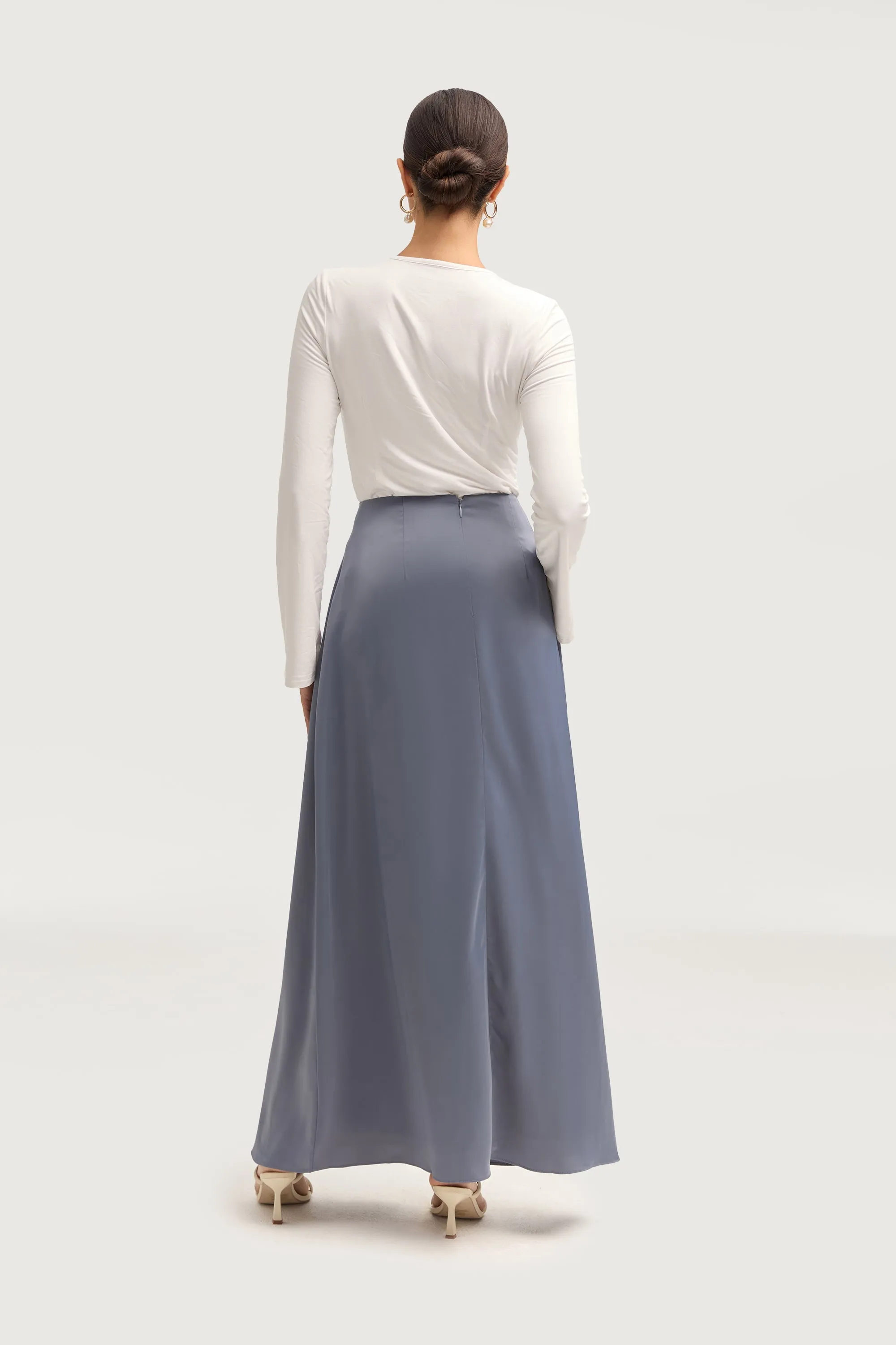 Essential Satin Maxi Skirt - Winter Blue