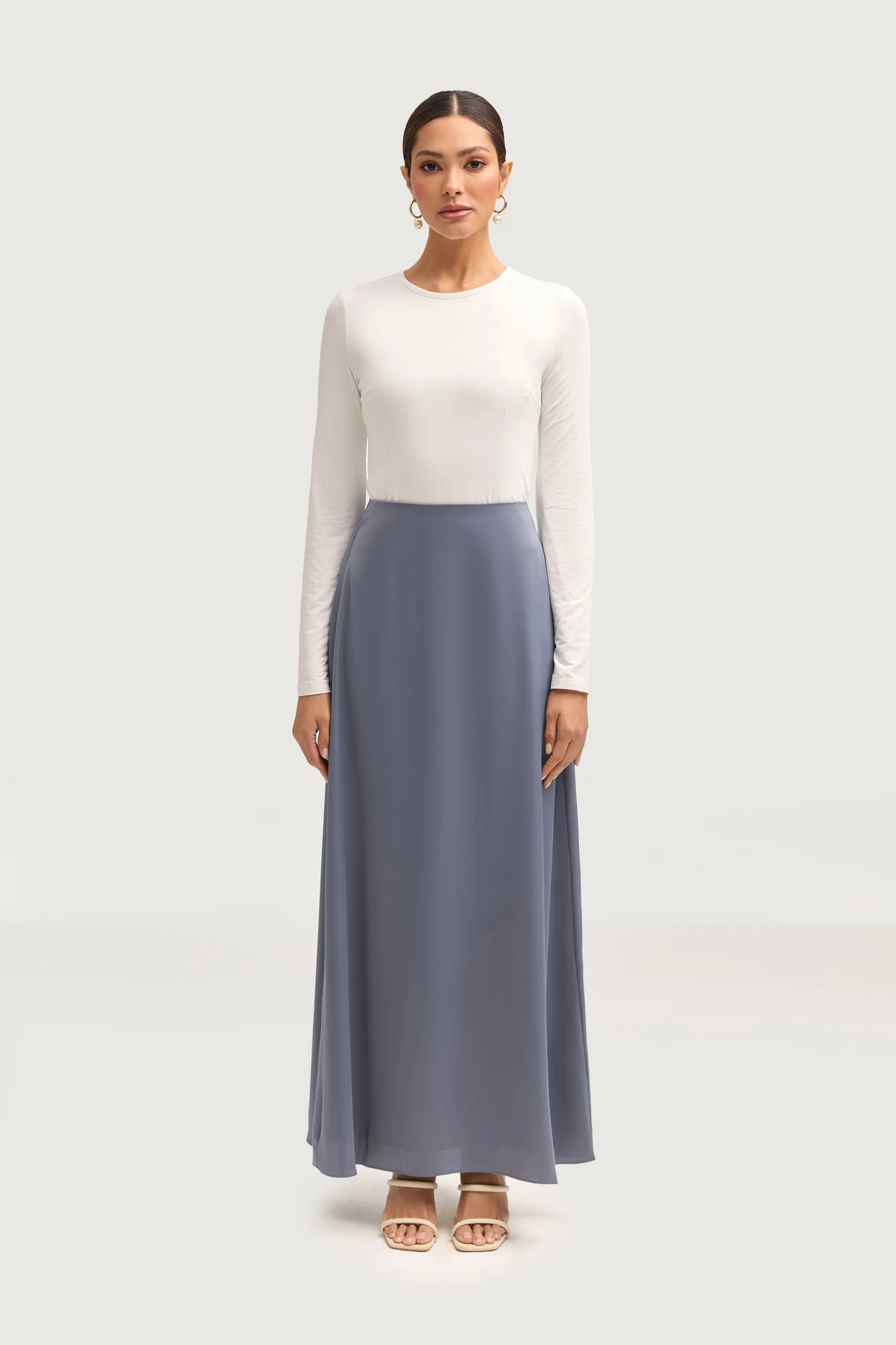 Essential Satin Maxi Skirt - Winter Blue