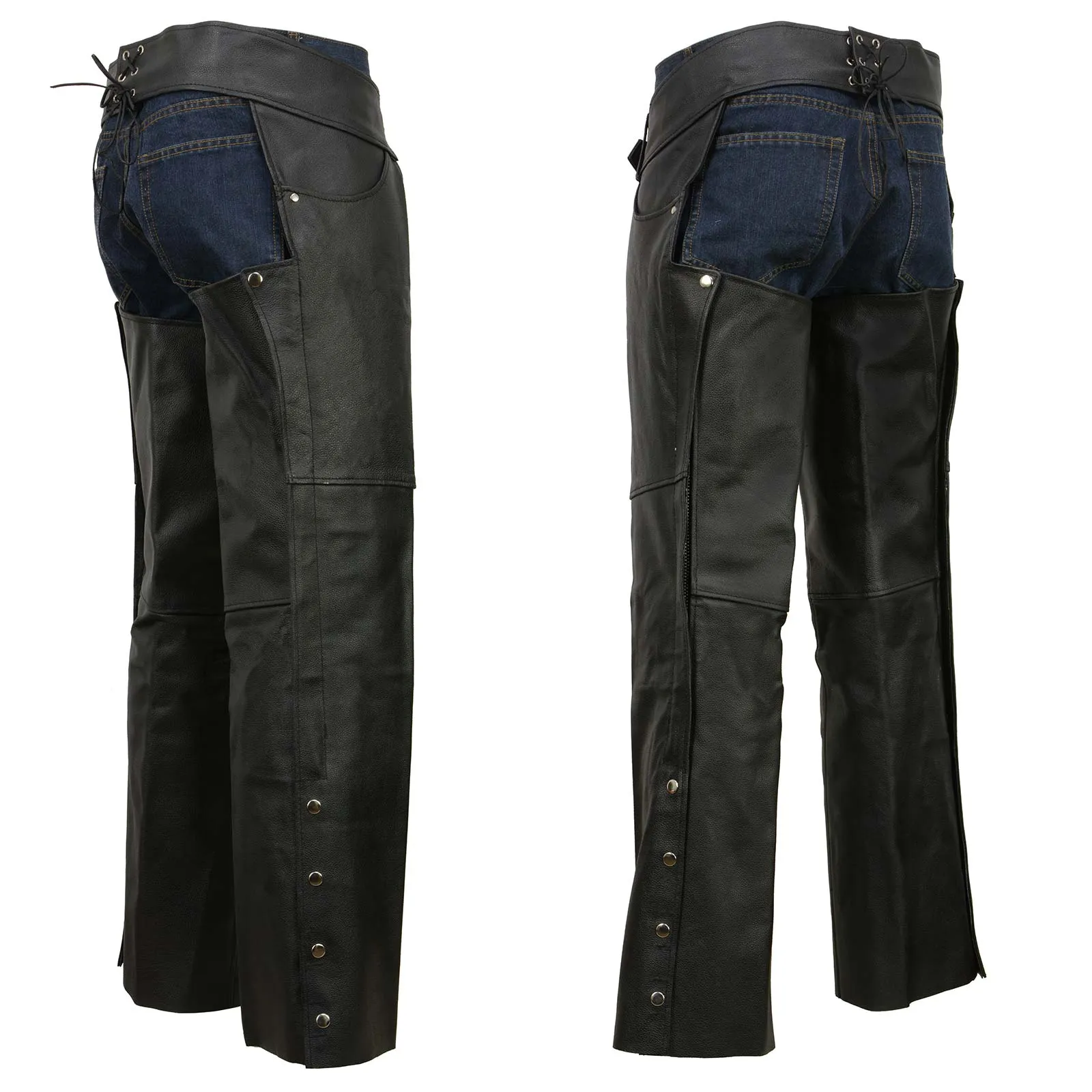 Event Leather EL1101 Black Real Leather Motorcycle Chaps for Men -