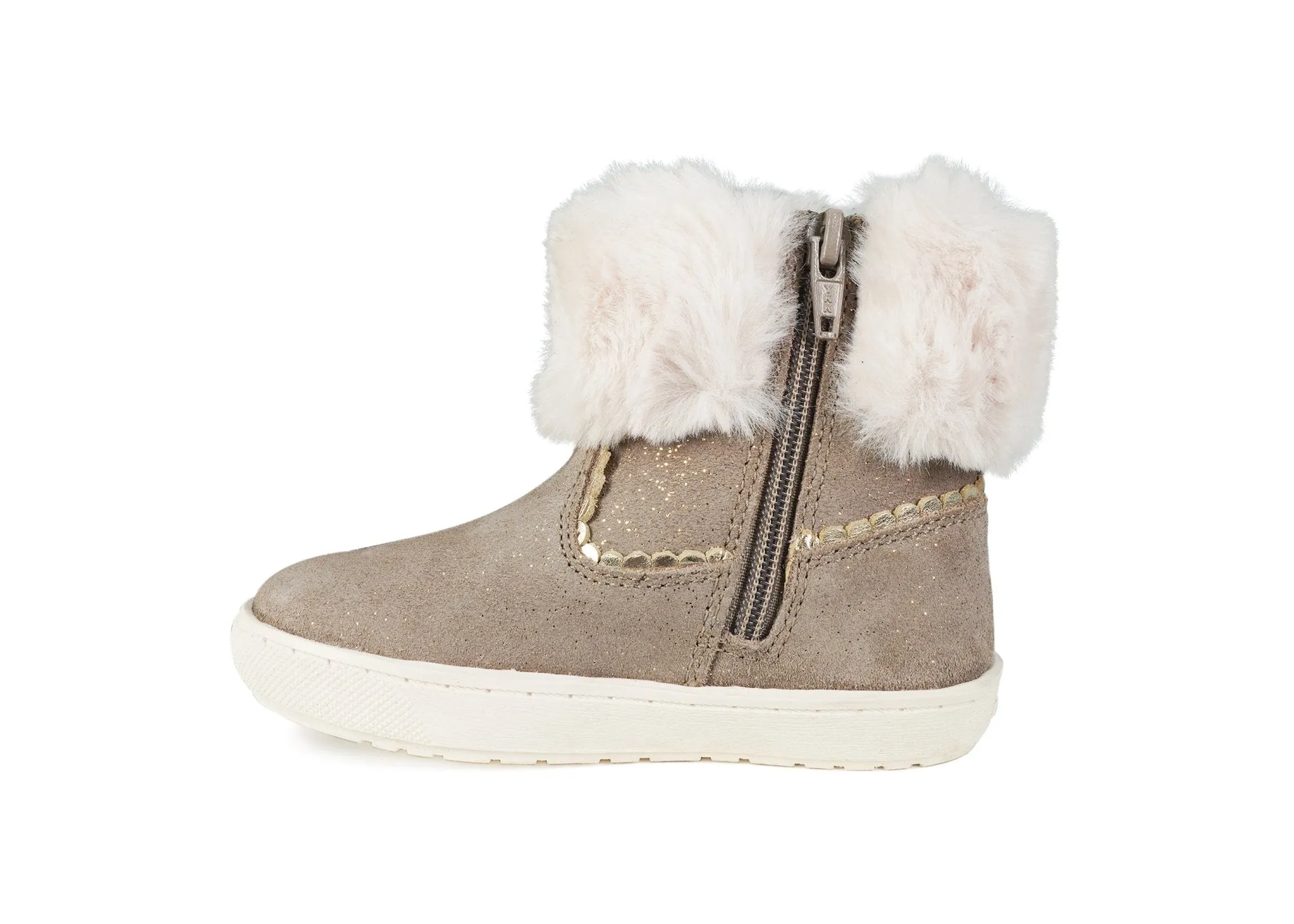 FAITH -  Girls' Brown Suede Fur Boot (Available in Half Sizes)