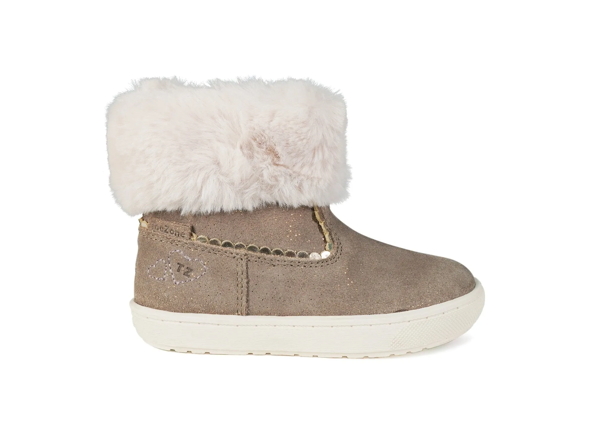 FAITH -  Girls' Brown Suede Fur Boot (Available in Half Sizes)