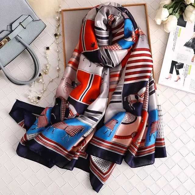 Fashion Silk Scarf Printed Bandana Shawl #LZ241