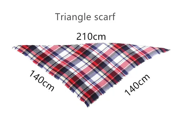 Fashion Winter Knitted Scarf Plaid Printed Bandana Shawl #2705