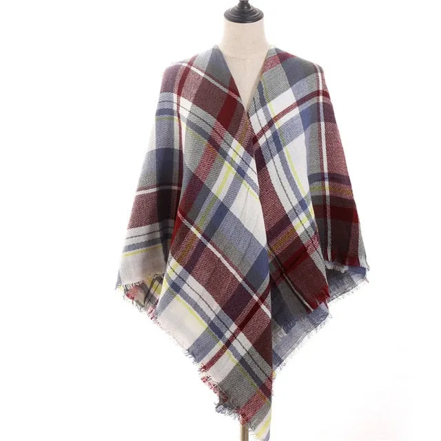 Fashion Winter Knitted Scarf Plaid Printed Bandana Shawl #2705