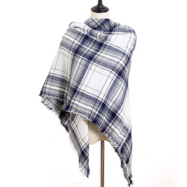 Fashion Winter Knitted Scarf Plaid Printed Bandana Shawl #2705