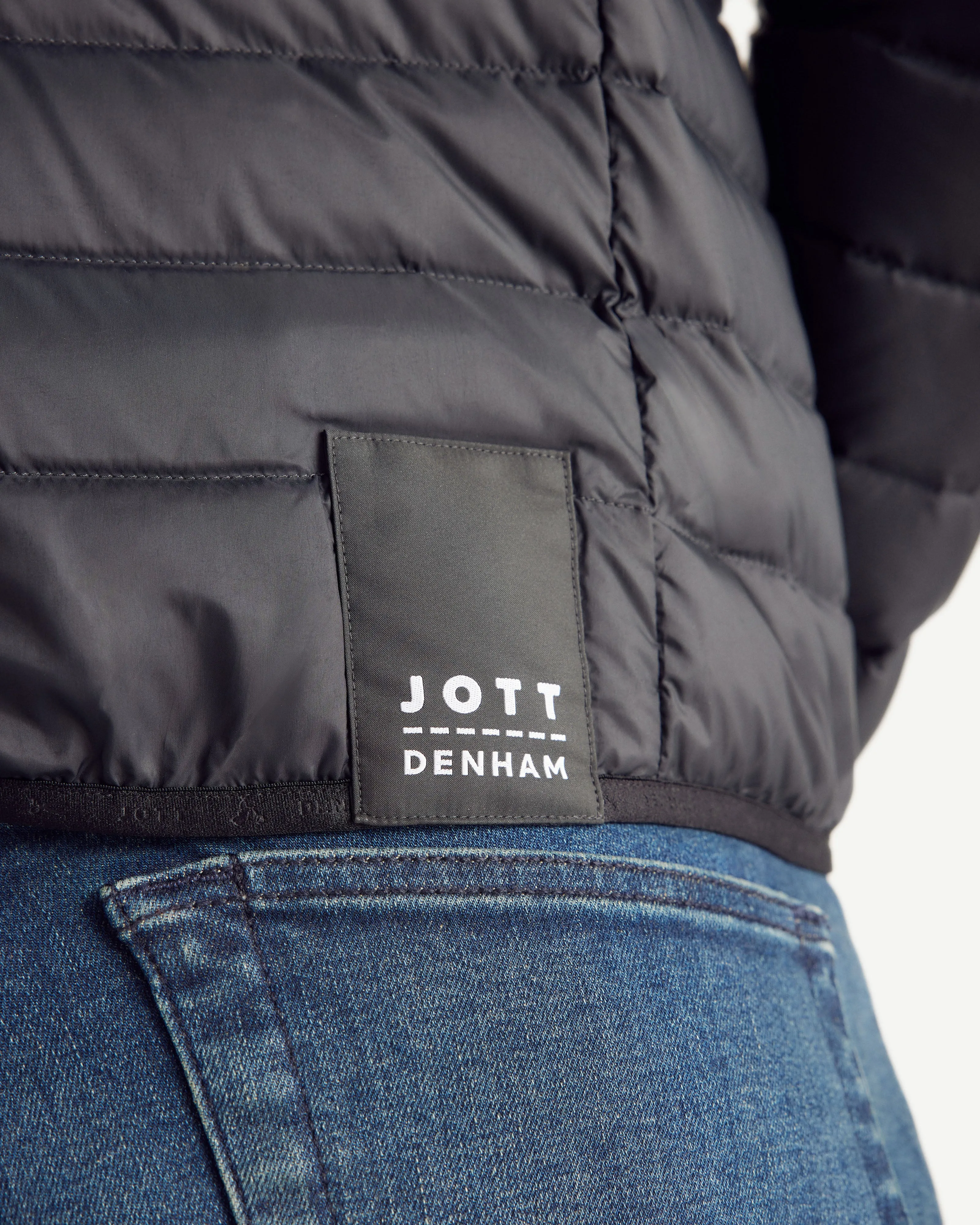 Flight MNW JOTT x DENHAM lightweight down jacket with denim details Black