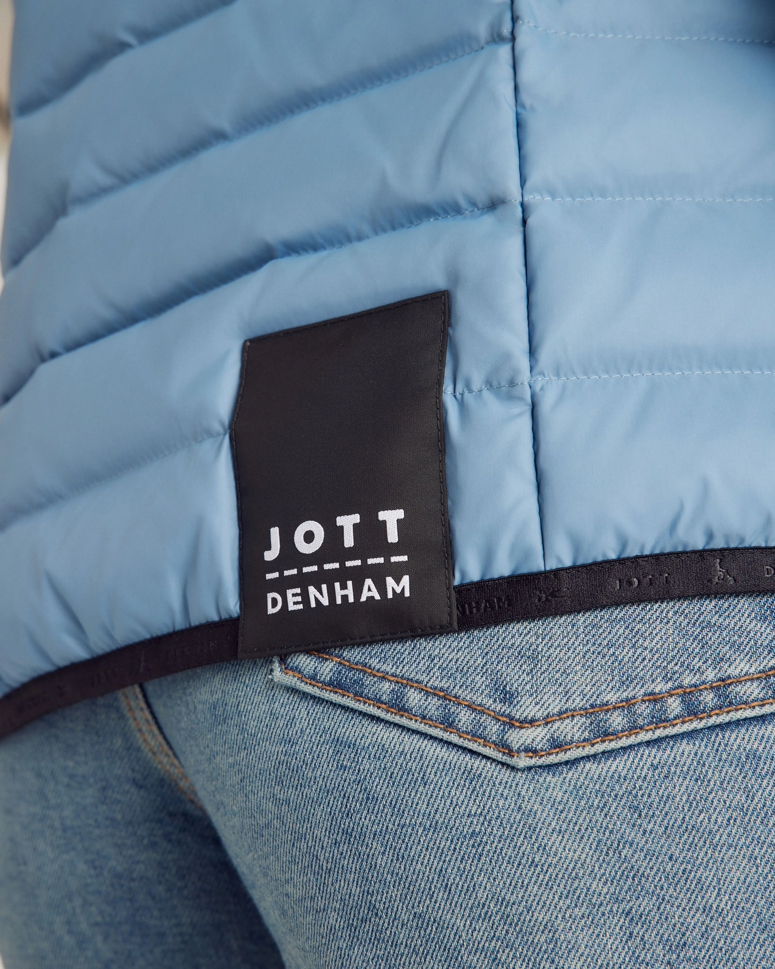 Flight WNW JOTT x DENHAM lightweight down jacket with denim details Washed blue