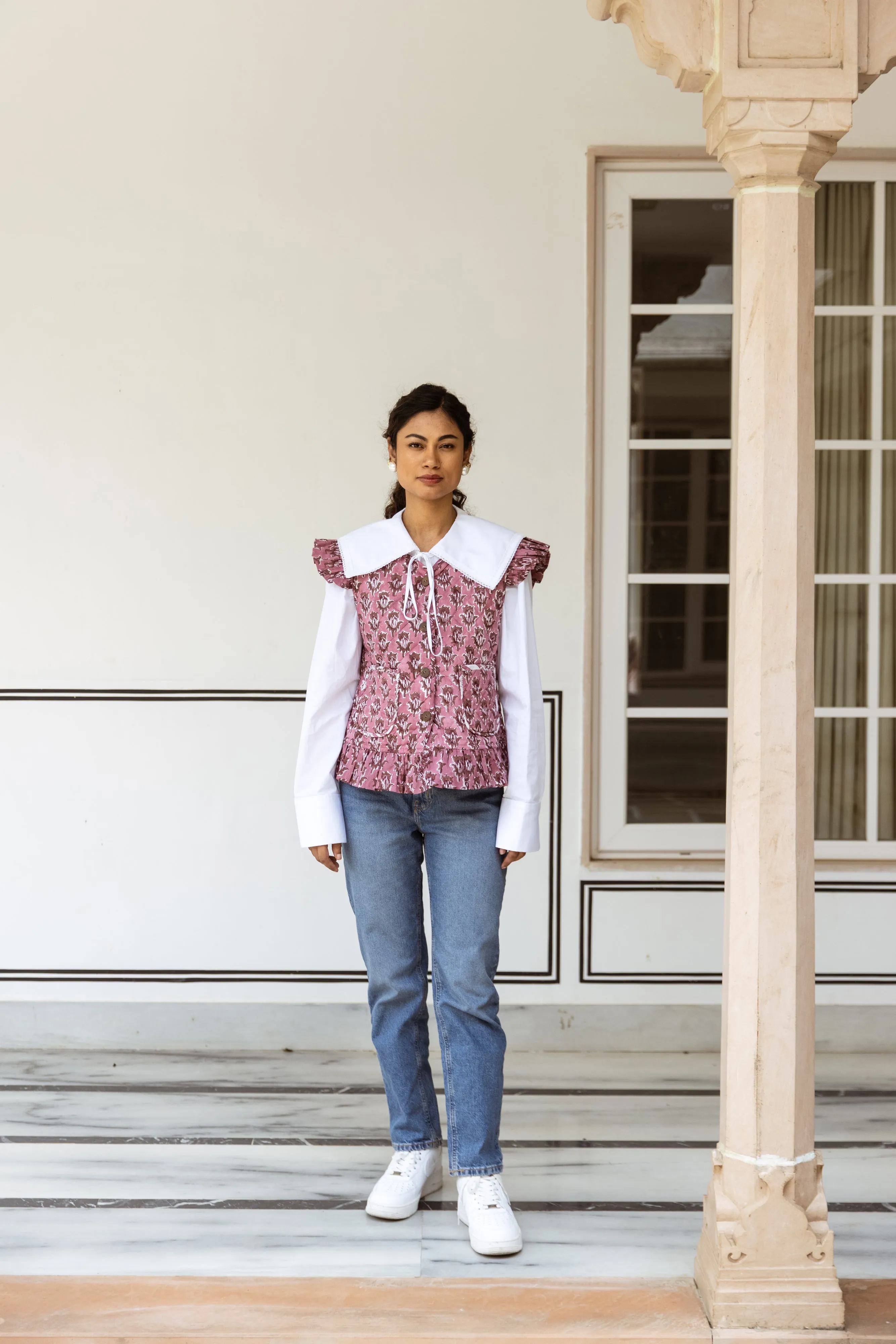 Frill Waistcoat - Dusky Pink