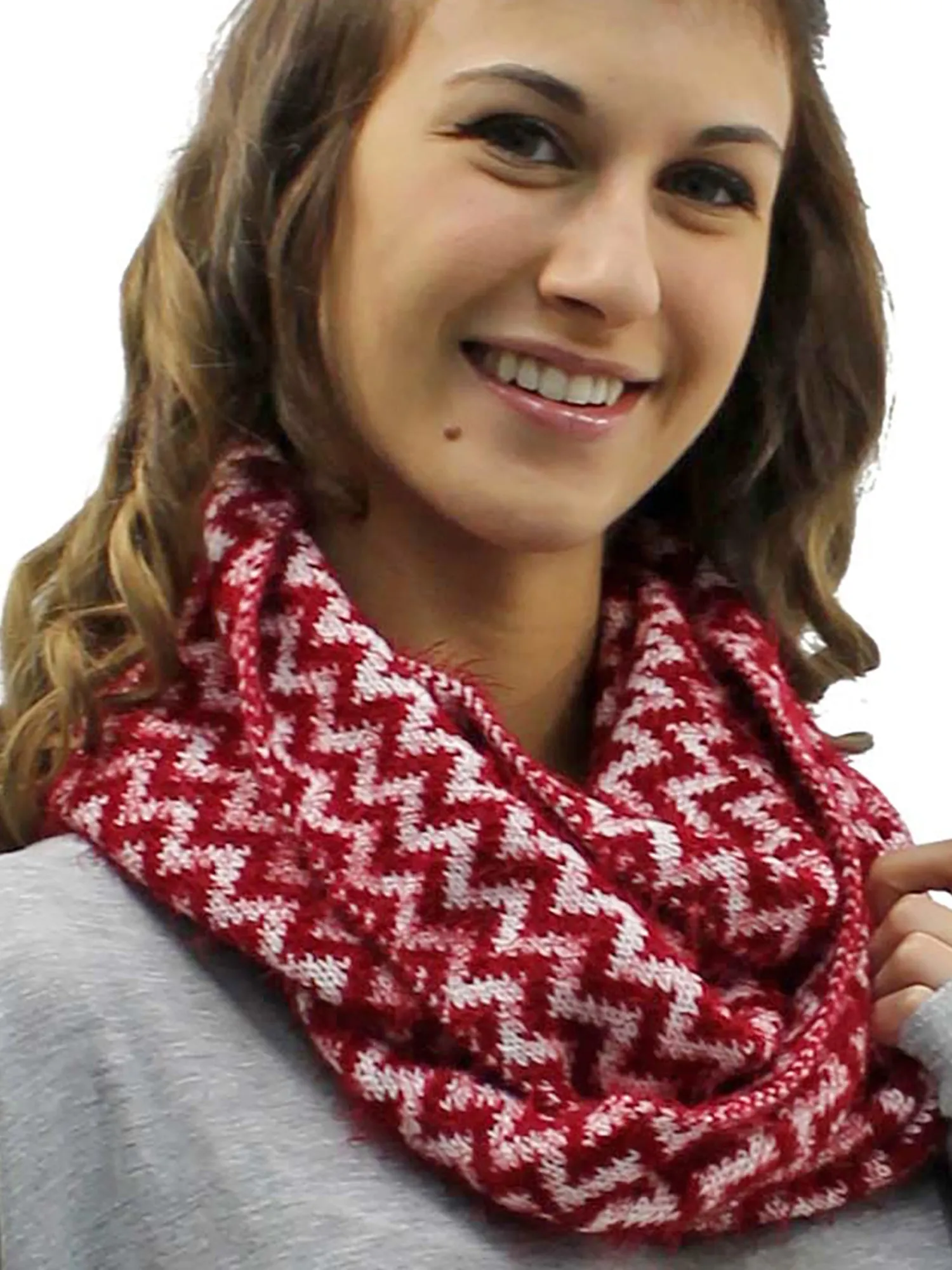 Fuzzy Knit Chevron Infinity Scarf